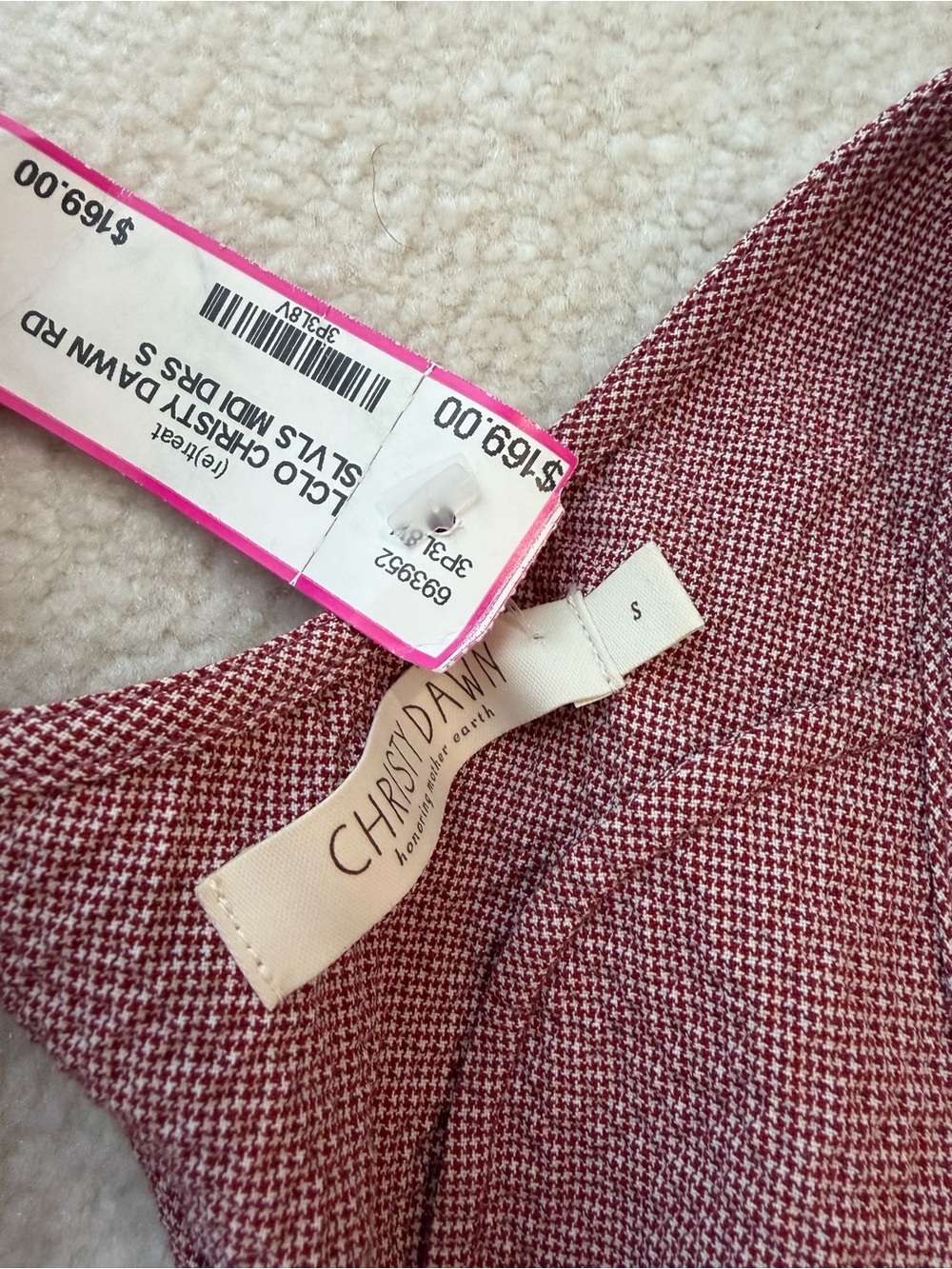 BNWT Christy Dawn Mauve Pink Textured Cutout Midi Dress - Picture 5 of 5